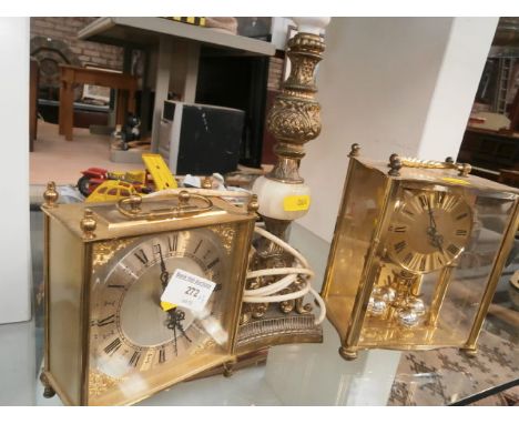 lamp base and 2 carriage clocks