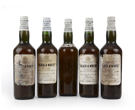 Five vintage bottles of James Buchanan Black and White choice old Scotch whisky