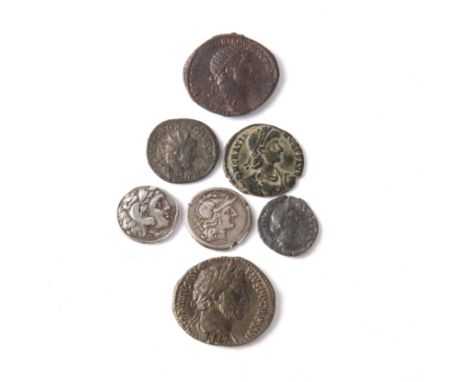A collection of ancient Greek and Roman coinage extensive wear