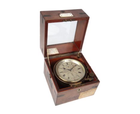Whyte Thomson & Co. Glasgow & South Shields, no. 5466.A two day marine chronometer, the signed silvered Roman dial with subsi