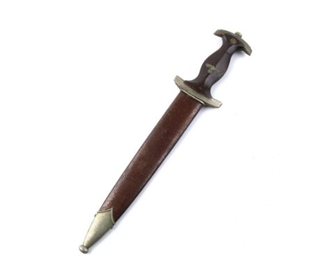 WWII German SA dagger with scabbard. by Aesculap, Tuttlingen, with a wooden handle the blade 22cm in length.