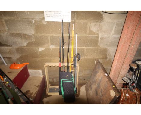 A quantity of various fishing rods to include a Jarvis Walker Devil Stix, a 5m fishing whip 