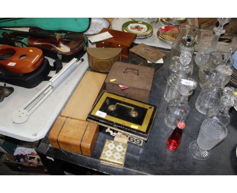 A collection of various cash tins, other trinket boxes etc.