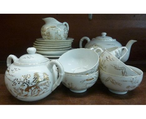 A Japanese Geisha girl tea service, twenty-two pieces in total