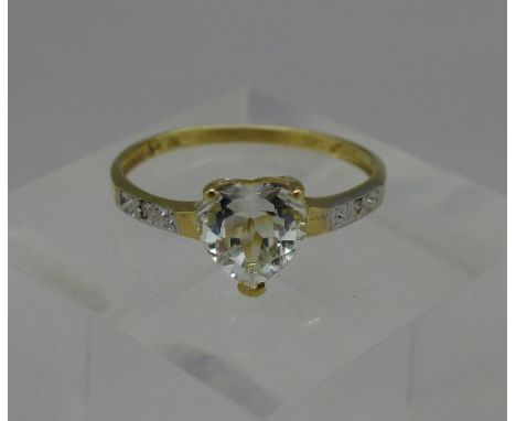 A 9ct gold, blue stone and diamond ring, weight 1.2g, size N