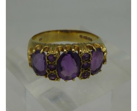 A 9ct gold and amethyst ring, weight 4.7g, size L