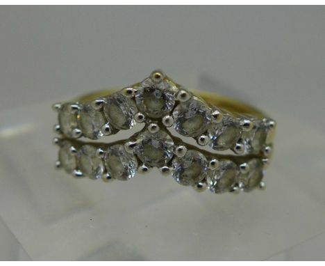 A 9ct gold and cubic zirconia ring, weight 2.7g, size K