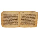Bifolium from an Abbasid Qur'an, in Arabic, decorated manuscript on parchment [Near East (possibly L