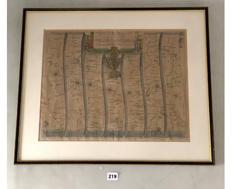 Old framed map 'The Road From York to West Chester', image 18" x 14", frame 24" x 20"