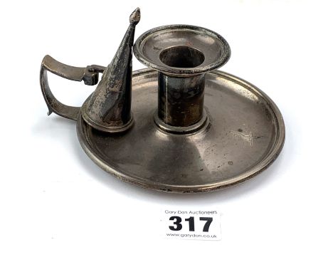 Silver candlestick with snuffer, 6" wide, w: 10ozt