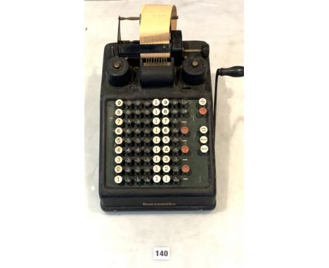 Burroughs vintage calculator with till roll, working. 13" x 9" x 9"h