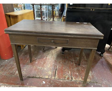 A antique flip top gate leg table with central drawer 72x92x45cm (when closed), shipping unavailable 