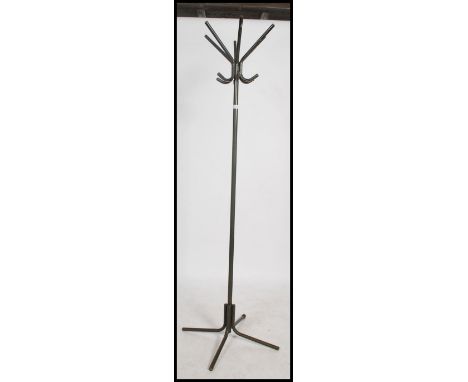 A superb industrial tubular metal framed coat stand in military green.
