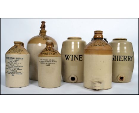 A good collection of vintage stoneware advertising jugs/flagons to include local interest, Bristol and surrounding areas ( pl