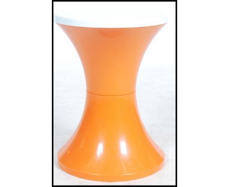 A retro 1980's spotlight with multiple spots on column support having terraced base in purple colourway together with a goose