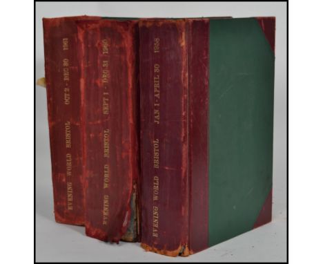 A collection of 3x vintage 20th century Evening World Bristol archive books to include; October 2nd - December 30th 1961, Jan