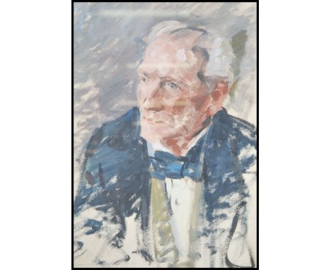 A oil / gouache on canvas portrait painting study of a believed politician being framed and glazed signed by artist to corner