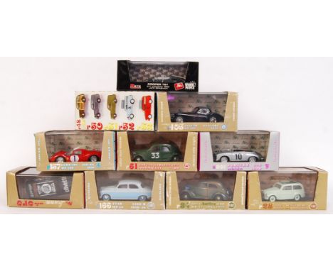 A collection of 10x original vintage 1/43 scale Brumm 'Serie oro' diecast model cars to include; r97 Lancia, r28 Fiat, r34 Fi