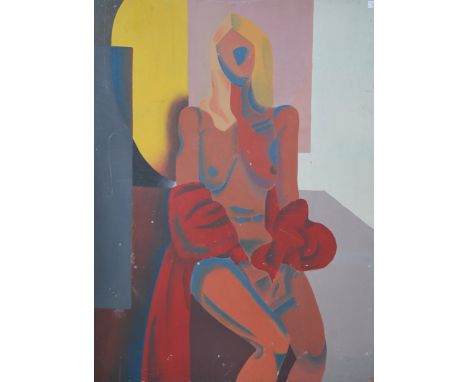 A 20th century retro abstract study of a nude signed to the verso R. Taylor