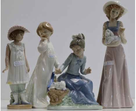 A GROUP OF 4 VARIOUS NAO PORCELAIN FIGURINE ORNAMENTS    