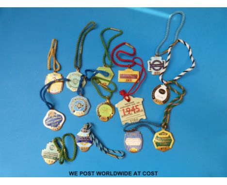 A quantity of circa 1940's, 50's and 60's Cheltenham steeplechase club enamel pendants