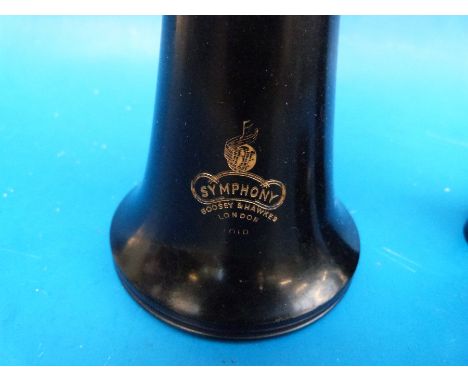 A Boosey and Hawkes Symphony 1010 clarinet, believed to be B flat, in original padded leather case