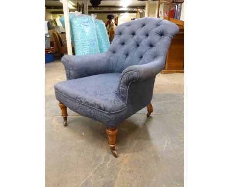 A 19thC button back upholstered chair