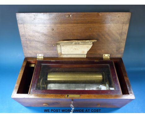 A cylinder musical box, serial number 13740 playing four airs on approximately 112 teeth comb with tune sheet. The mechanism 