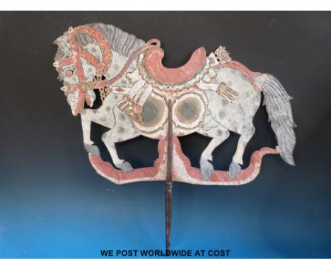 A large pierced hide Indonesian puppet (60cm x 45cm)
