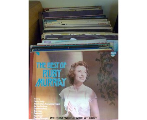 A large collection of LP's, largely easy listening but including Elvis, Dr Hook, Disney, Glamour picture sleeves etc and a si