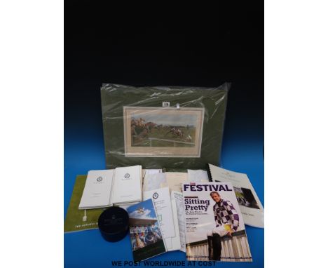 A collection of horse racing related ephemera to include race booklets for Royal Ascot and  Cheltenham Races, book 'A History