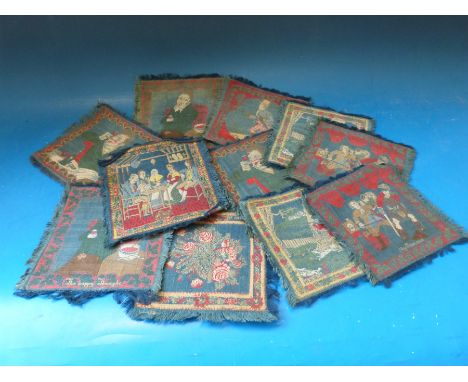 A collection of Scottish tapestry/embroidery coasters with different scenes to each
