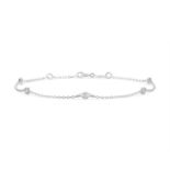 Armband 585/14kt Weißgold mit 5 Diamanten 0,14 ct G/SI