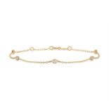 Armband 585/14kt Gelbgold mit 5 Diamanten 0,14 ct G/SI