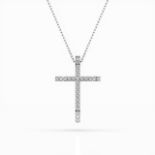 Halskette mit Anhänger 585/14kt Weißgold mit 27 Diamanten 0,14 ct G/SI